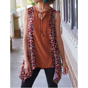 Matilda Jane Womens Teach Me Floral Tunic Lanern Tank Size XS Orange Red